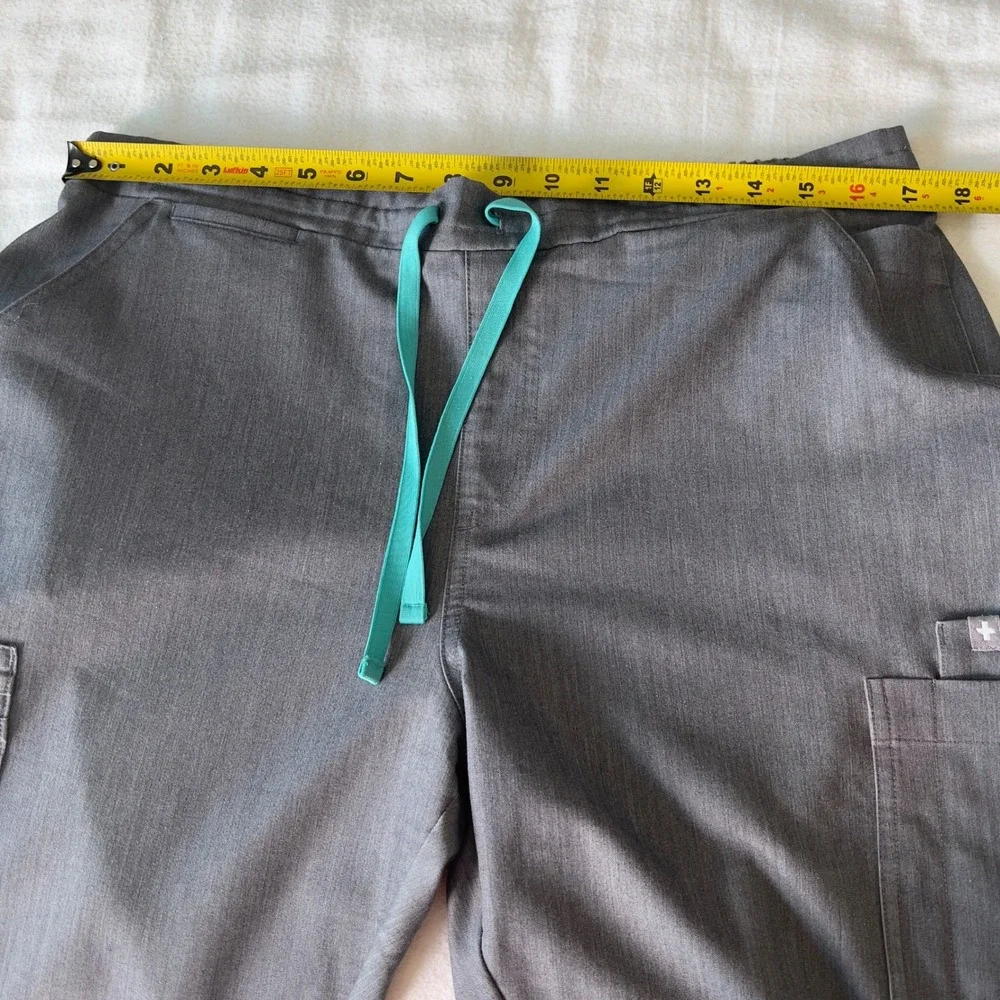 FIGS Technical Collection Scrub Pants Mens L Heather Charcoal Gray Teal
